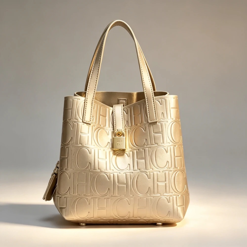 Luxury CH  Fashion Ladies 2025 New Handbag Bucket Bag Large Capacity Letter Element Embossed Ladies Shopping Bag