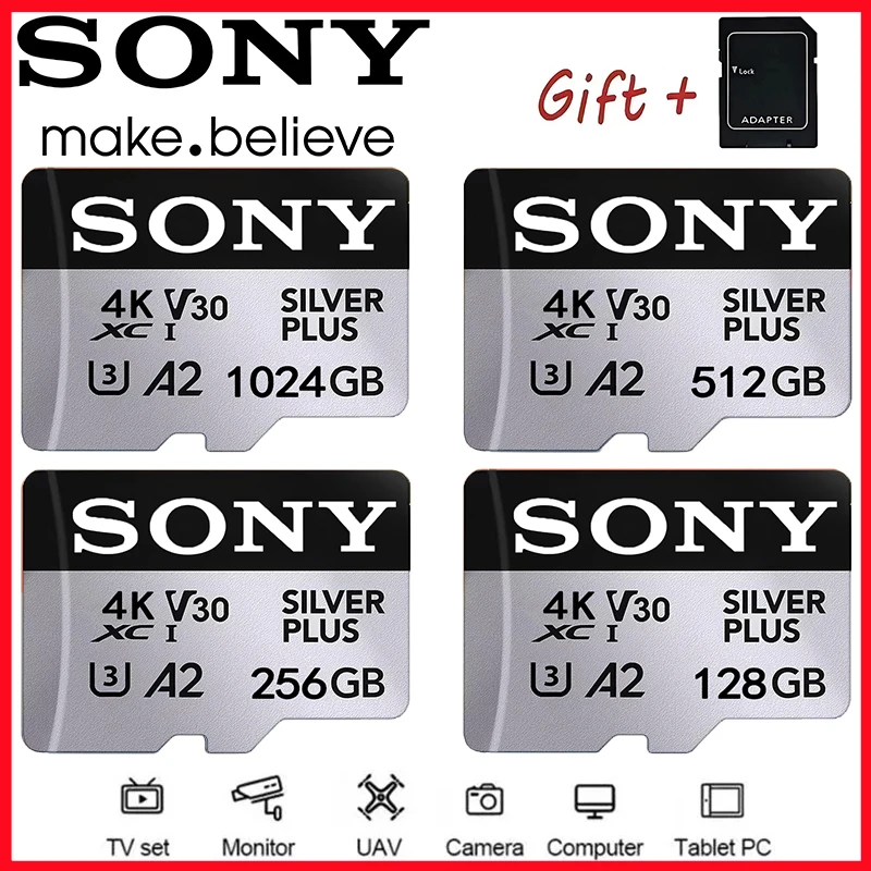 Tarjeta Sony Micro SD TF tarjeta De memoria De alta velocidad 1TB Clase 64GB 128GB 256GB Cartao De Memoria memoria Flash TF Mecard C10 para XiaoMi
