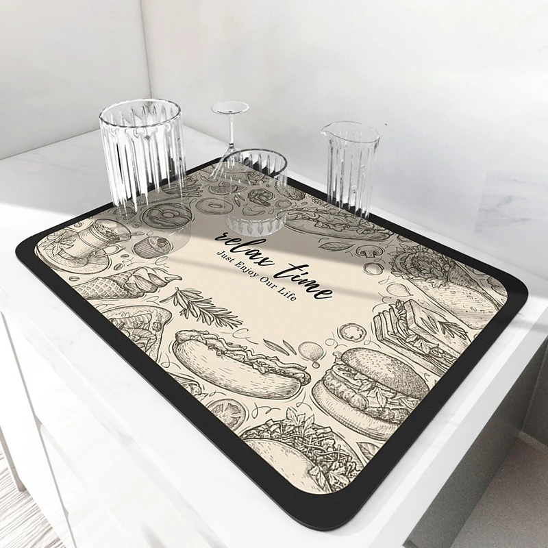 

Countertop Drain Mat for Kitchen Bar, Absorbent Coaster, Bowl Plate, Cup Drying Mat, Tea Table, Leave-in Insulation