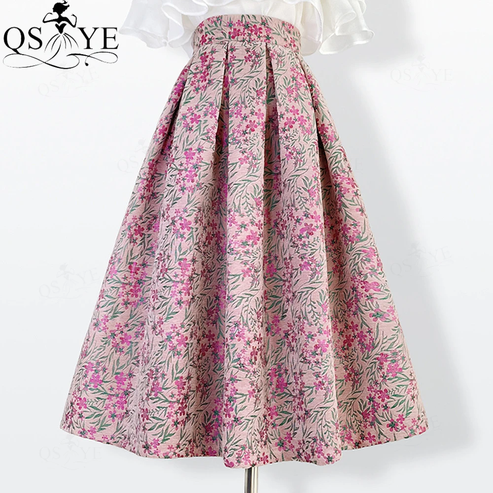 Tiny Pink Floral Long Prom Dresses A line Overskirt Women Overlay Flower Pattern Evening Gown Skirt Long Maxi Party Dress