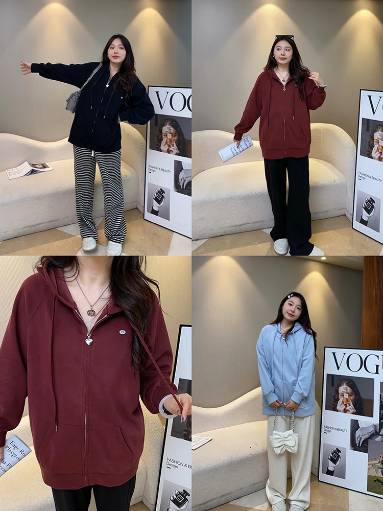 

Повседневная толстовка-худи больших размеров для осени, простая, универсальная, для дома, с эффектом стройности и скрытия недостатков фигуры