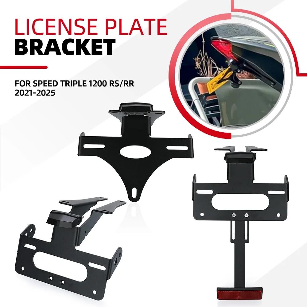 

License Plate Holder For Speed Triple 1200 RS/RR 2021-2022-2023-2024-2025 Motorcycle Fender Eliminator Tail Bracket LED Light
