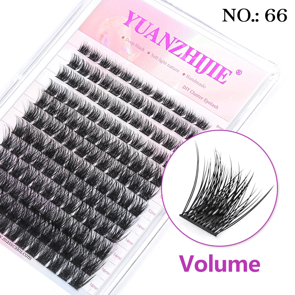 YUANZHIJIE DIY 120 STKS Cluster Wimpers 3D Natuurlijke Bos 8-16mm D Krul Gesegmenteerde Beam Individuele Nertsen getufte Wimper Fijne Lash Tip