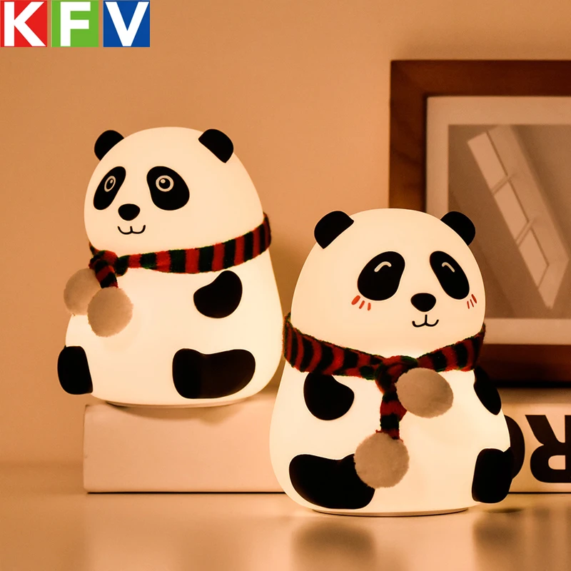 Night Light Cute Panda Nursery Sleeping Lamp Timing Rechargeable Bedside Touch Lamp For Room Decoration Dimmable