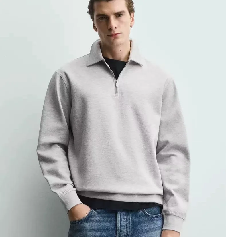 

Spring New Arrival Loose Fit Zipper Collared Long Sve irt Breathable Anti-Wrinkle Wear Resistant Moisture ng Y...