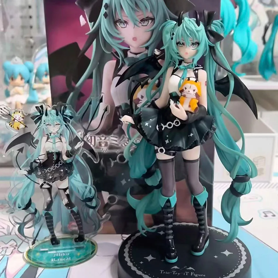 In Stock 19CM Kawaii Twin Tails Girl PVC Hatsune Miku Figurine Model Collectible Doll Tabletop Ornament Holiday Decoration Gift