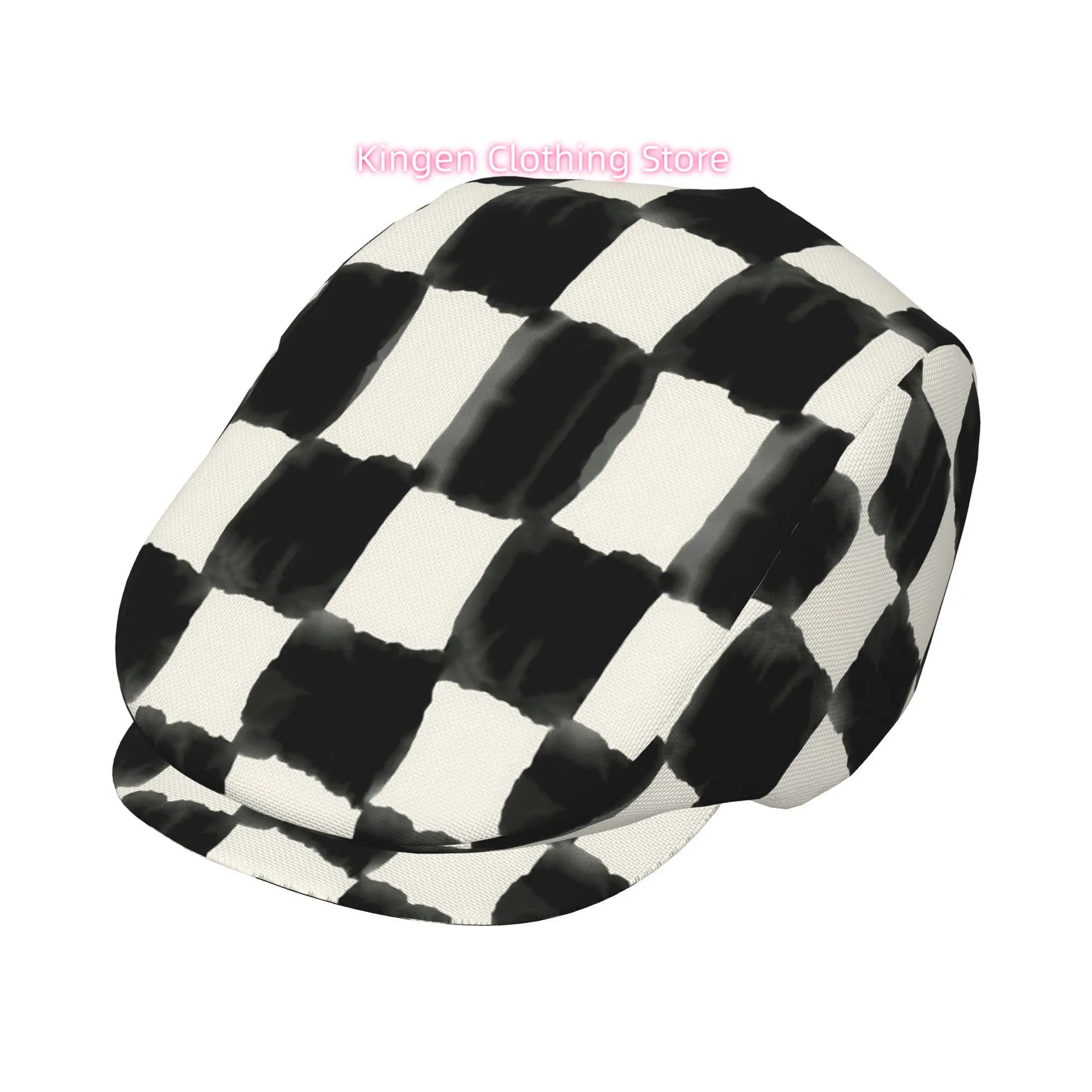 Ink Chessboard Men And Women Adjustable Flat Cap Newsboy Beret Ivy Cap Irish Cabbie Fishing Hats Forward Caps Gatsby Caps