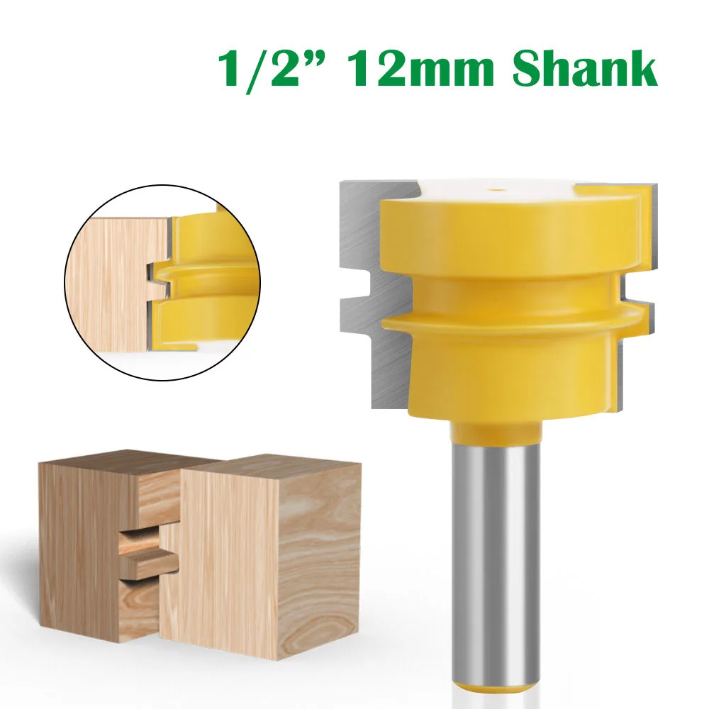 1PC 1/2" 12.7MM Shank Milling Cutter Wood Carving Glue Joint Router Bit Tenon Milling Cutter Wood Reversible Woodworking Chisel