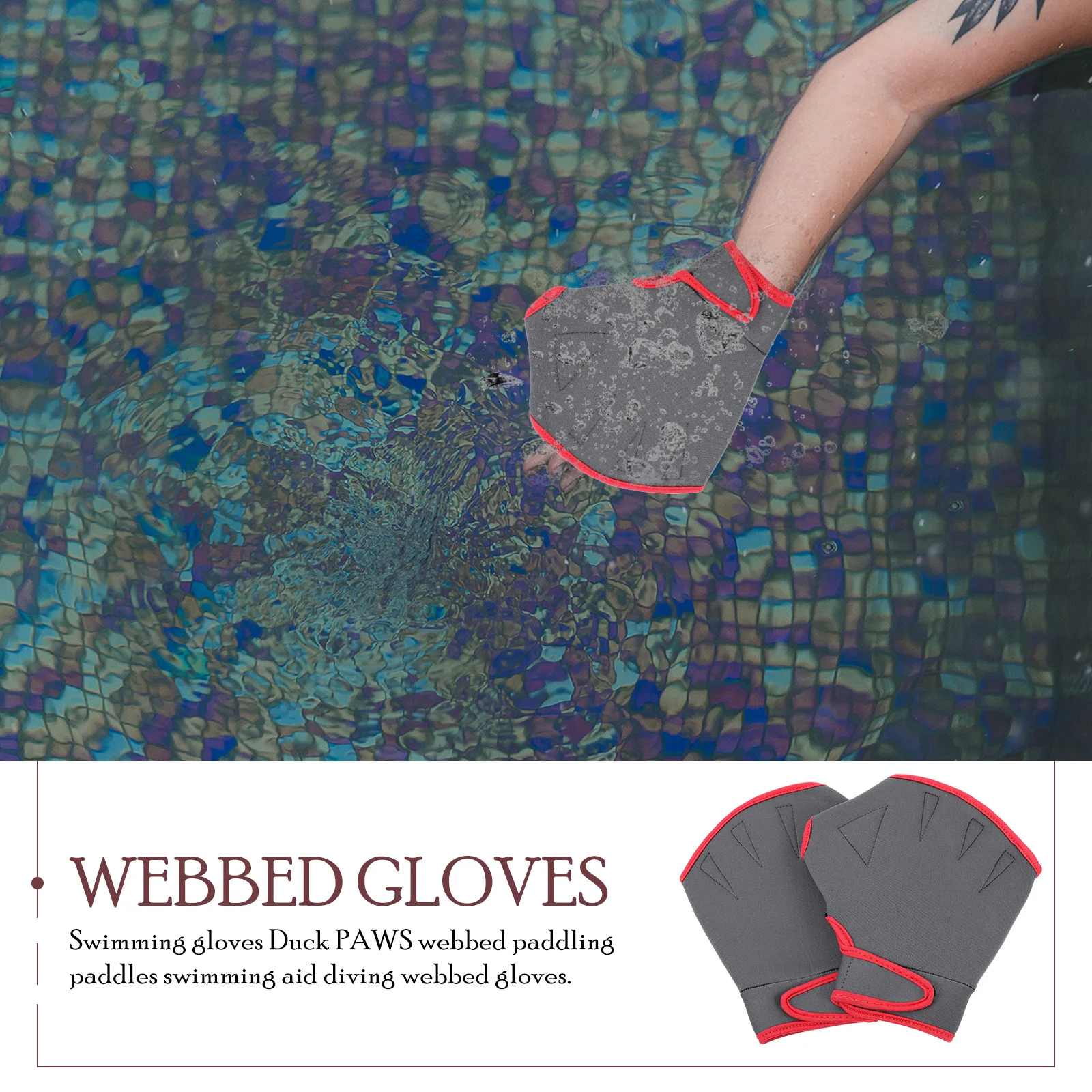 

Swimming Webbed Gloves Mittens Aquatic Training Adjustable Hand Paddles for Equipment Nylon