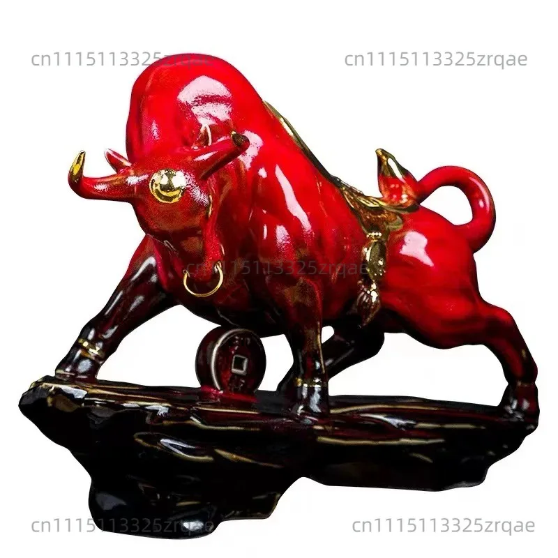 Ceramic Cow Ornament Living Room Decoration Crafts Sculpture Statue Knickknacks Statuette Figurines Home Decor Accessories