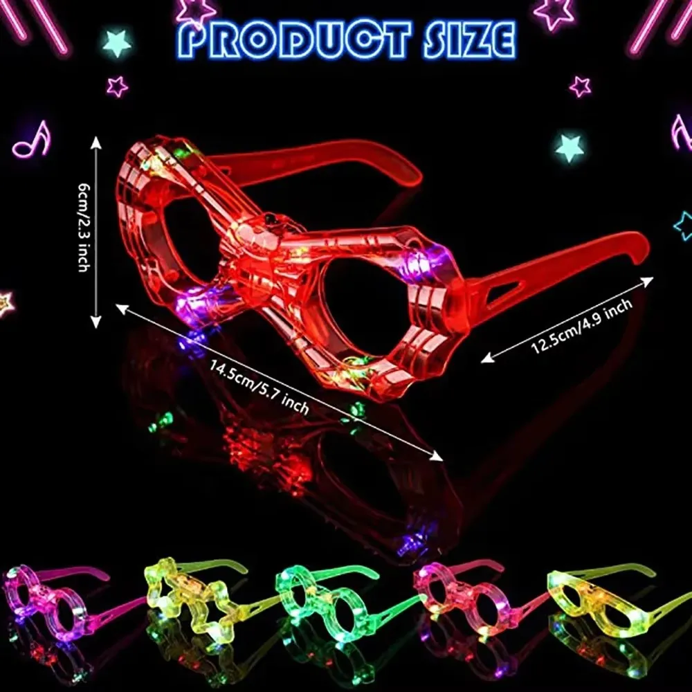 6/12pcs Led Luminous Glasses Light Up Glasses LED Party Glow Sunglasses Glasses for Clubs Music Wedding Party Favor Supplies
