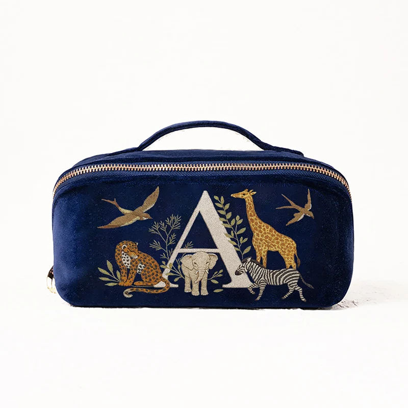 

Бархатная косметичка с рисунком животных и букв для путешествий и повседневного использования, уникальный дизайн