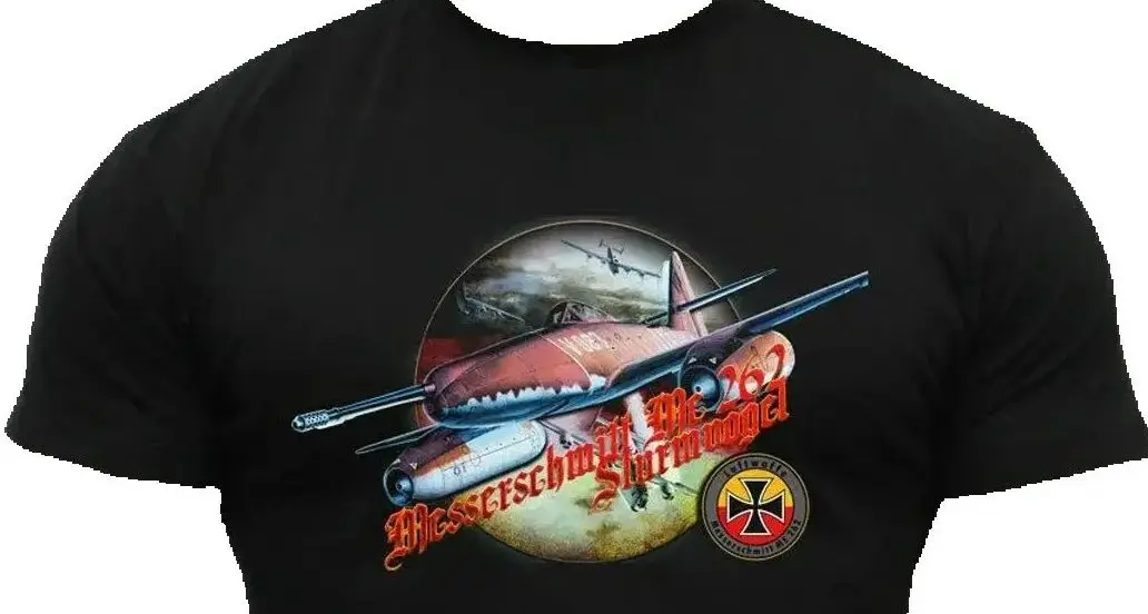 

WWII German Air Force Messerschmitt Me-262 Jet Fighter T Shirt. Short Sleeve 100% Cotton Casual T-shirts Loose Top S-3XL