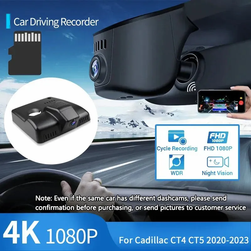 

4K 1080P HD Wifi Dash Cam Car Camera Night Vision Driving Recorder Auto Accessories for Cadillac CT4 CT5 2020 2021 2022 2023