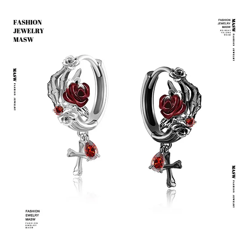 MASW Original Design Exaggerative Claw-Shaped Rose Earrings For Women Party Gifts Hot Sale Accessories Fashion Jewelry