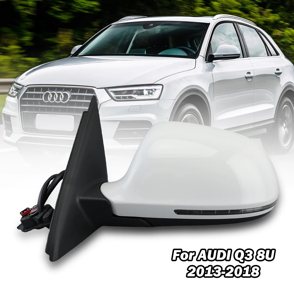 Side Door Mirror Assembly For Audi Q3 8U 2013-2018 With Electric Heated Folding White Side Door Rearview Mirror Car Accessories