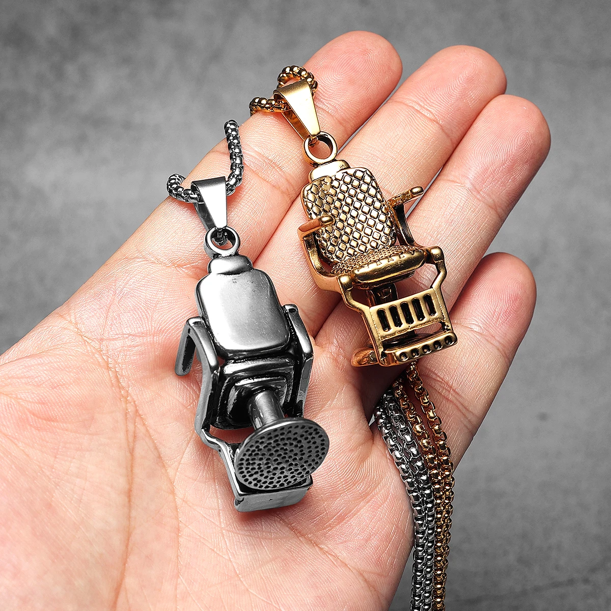 

Barber Seat Stainless Steel Jewelry Men Simple Necklaces With Pendant For Male Women Punk Hip Hop Accessories Gifts Wholesale
