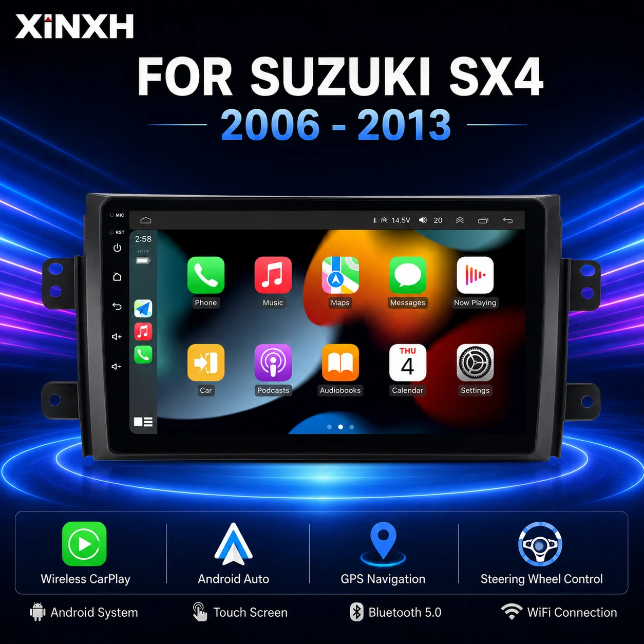 for Suzuki SX4 2006 - 2013 for Fiat Sedici Multimedia Player Navigation GPS 2 Din Carplay Stereo DVD Android  Car Radio