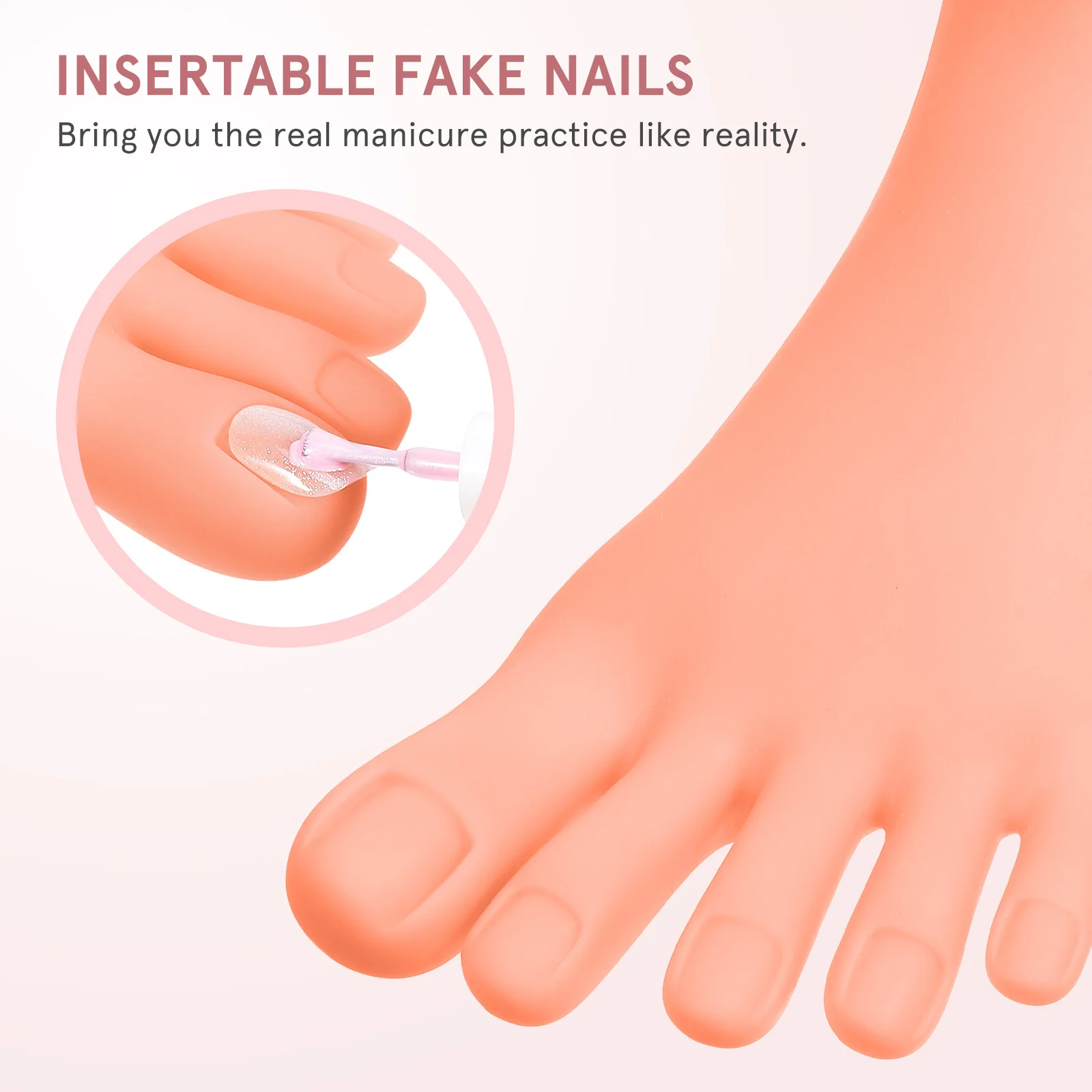 Nail Art Practice Foot Manicure Training Tool Duurzaam Lichtgewicht Echte Huid Touch Elasticiteit Nail Art Foot Manicure Tools