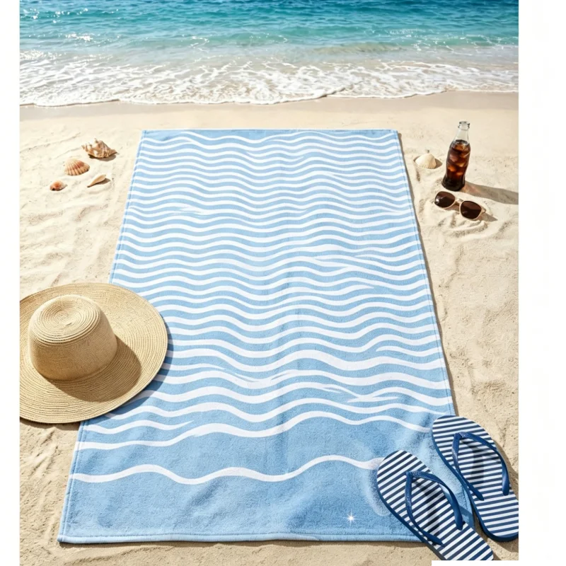 Classic Beach Towel Timeless Blue & White Floral Print Soft Microfiber Towel for Island Vibes Beach Lounging Tropical Getaways