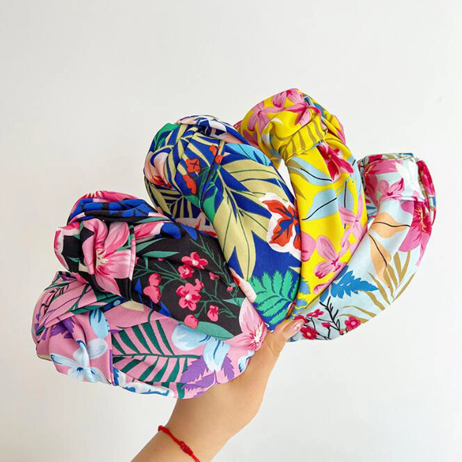 

New Fashion Headband For Women Wide Side Flower Headwear Summer Center Knot Casual Turban Hair Accessories