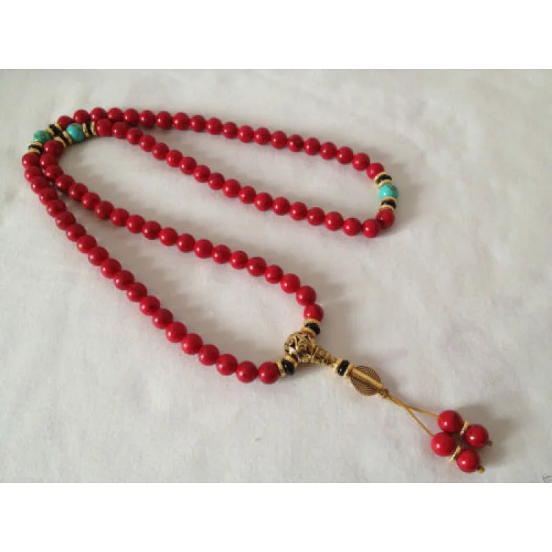 الصين التبت التبت الأحمر بودي البوذية بوذا القلق الصلاة حبة مالا سوار #3