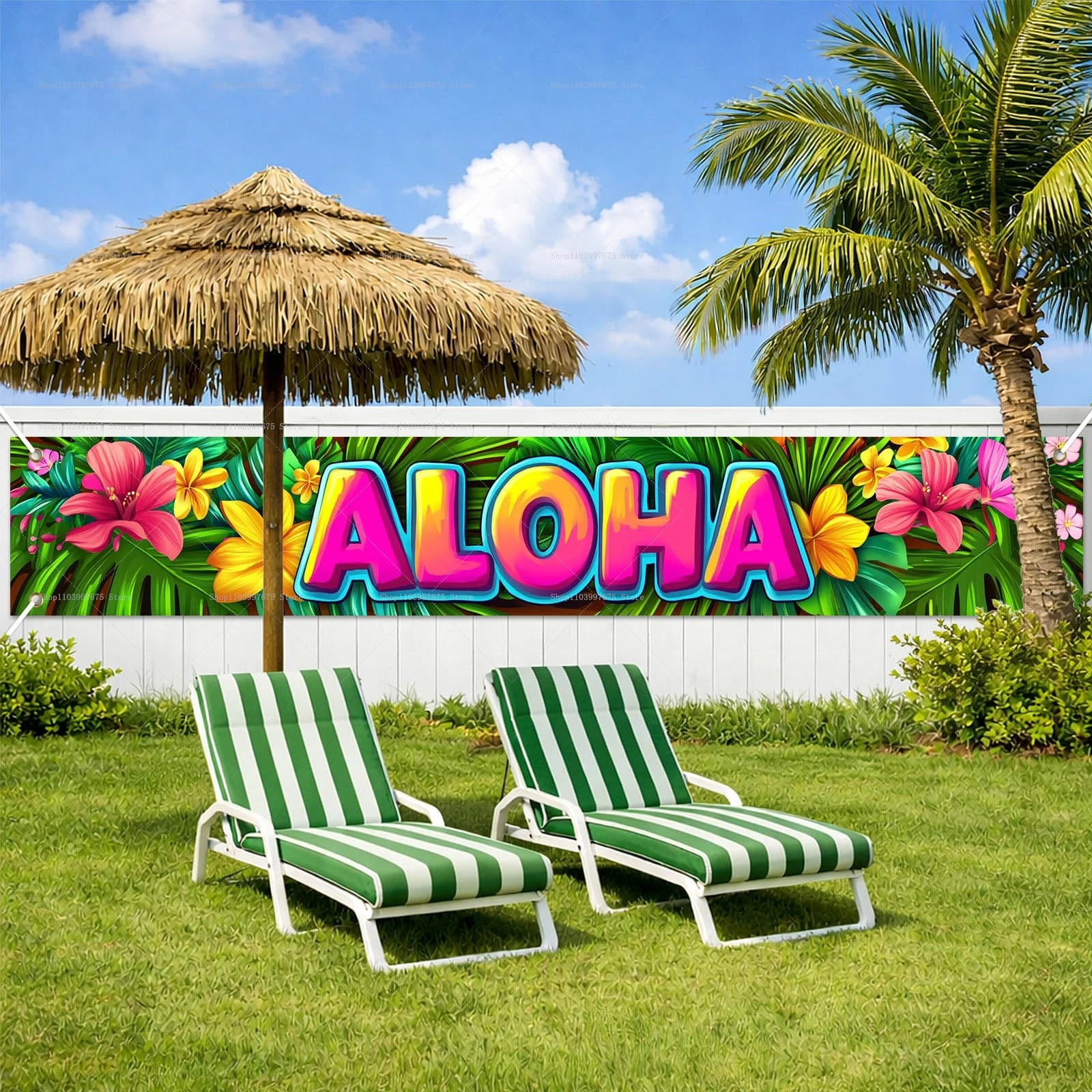 Bandera 2D Aloha, Decoraciones - Summer Clothing Banner reseña y precio