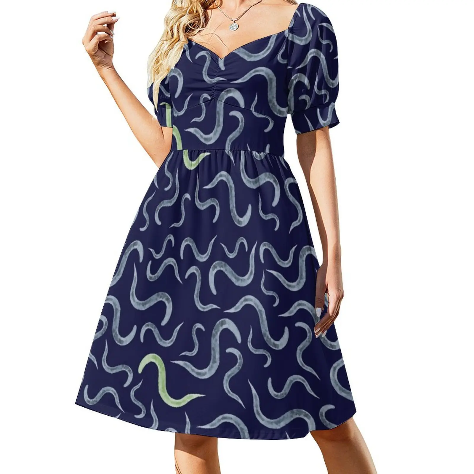 

Caenorhabditis elegans Model Organism Biology Pattern Short Sleeved Dress elegant dress Dress