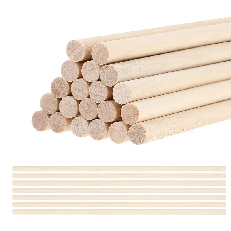 50pcs 20cm Dowel Rods Wood Sticks Wooden Dowel Rods, Precut Hardwood Dowels for Crafting Tiered Cakes Art DIY Project