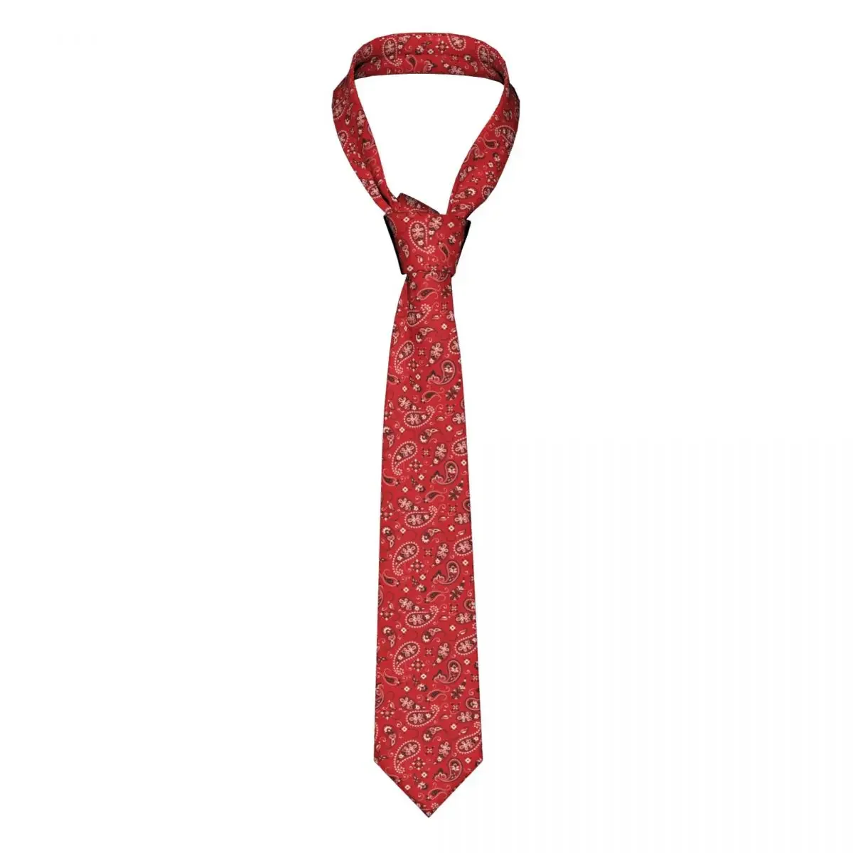 Custom Fashion Red Bandana Pattern Tie Mens Formal Silk Necktie for Party