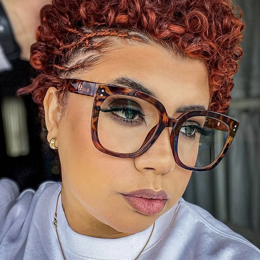 Neue Marke Design Mode übergroße quadratische Brille Frauen Rahmen photo chrome Anti-Blaulicht Computer Hyperopie Lesebrille – Detail 3