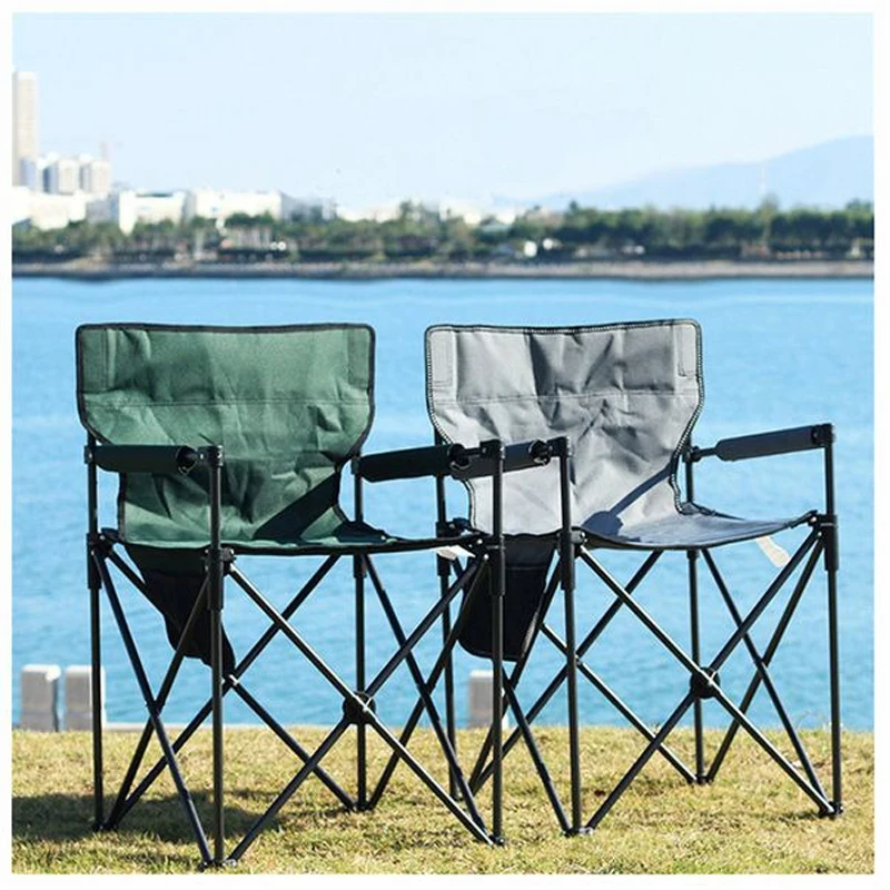 Outdoor portable fishing folding chair, beach camping chair, backrest chair, leisure director chair, car mounted self driving to