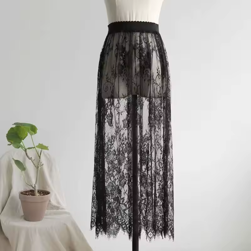 Flower Lace Underskirt Slips Anti-glare Cheongsam Mesh Underskirt Slips Dress Hight Waist Streetwear Lining Petticoat Women - Image 2