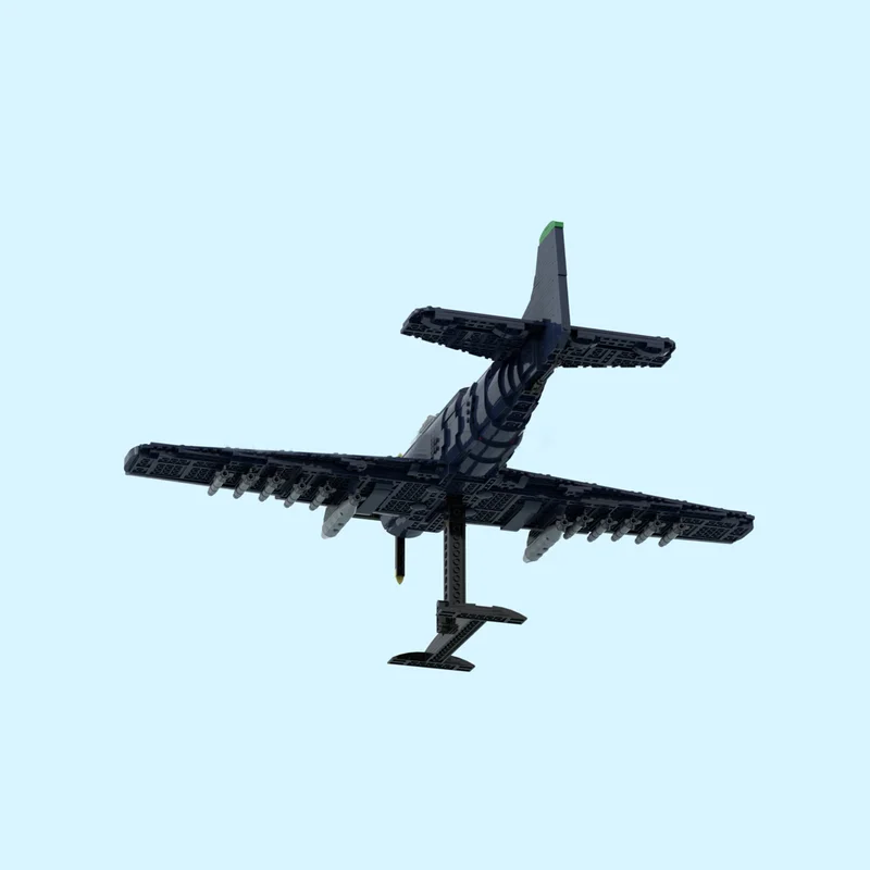 Pesawat Tempur Batu Bata Moc Angkatan Laut AS AD-2 Teknologi Skyraider Blok Bangunan Modular Model Hadiah Mainan Natal DIY Set Perakitan!