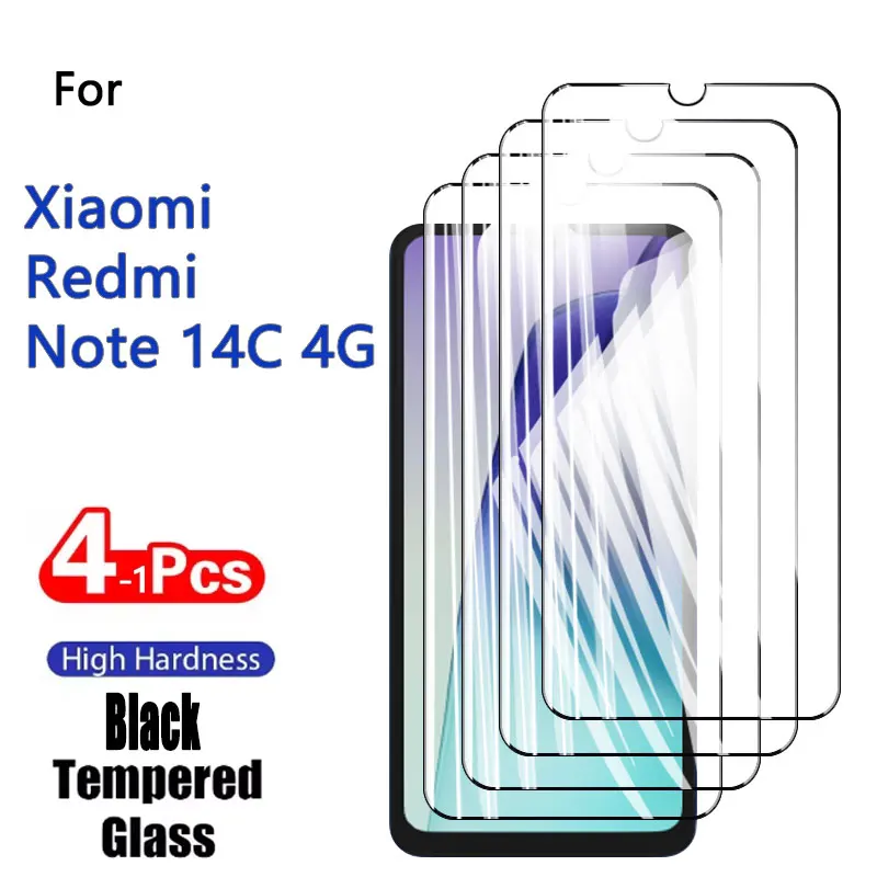 1-4 stuks schermbeschermers voor Redmi 14C 4G 14C gehard glas kristal hoog aluminium anti-kras behuizing vriendelijk 6,88 "bescherming