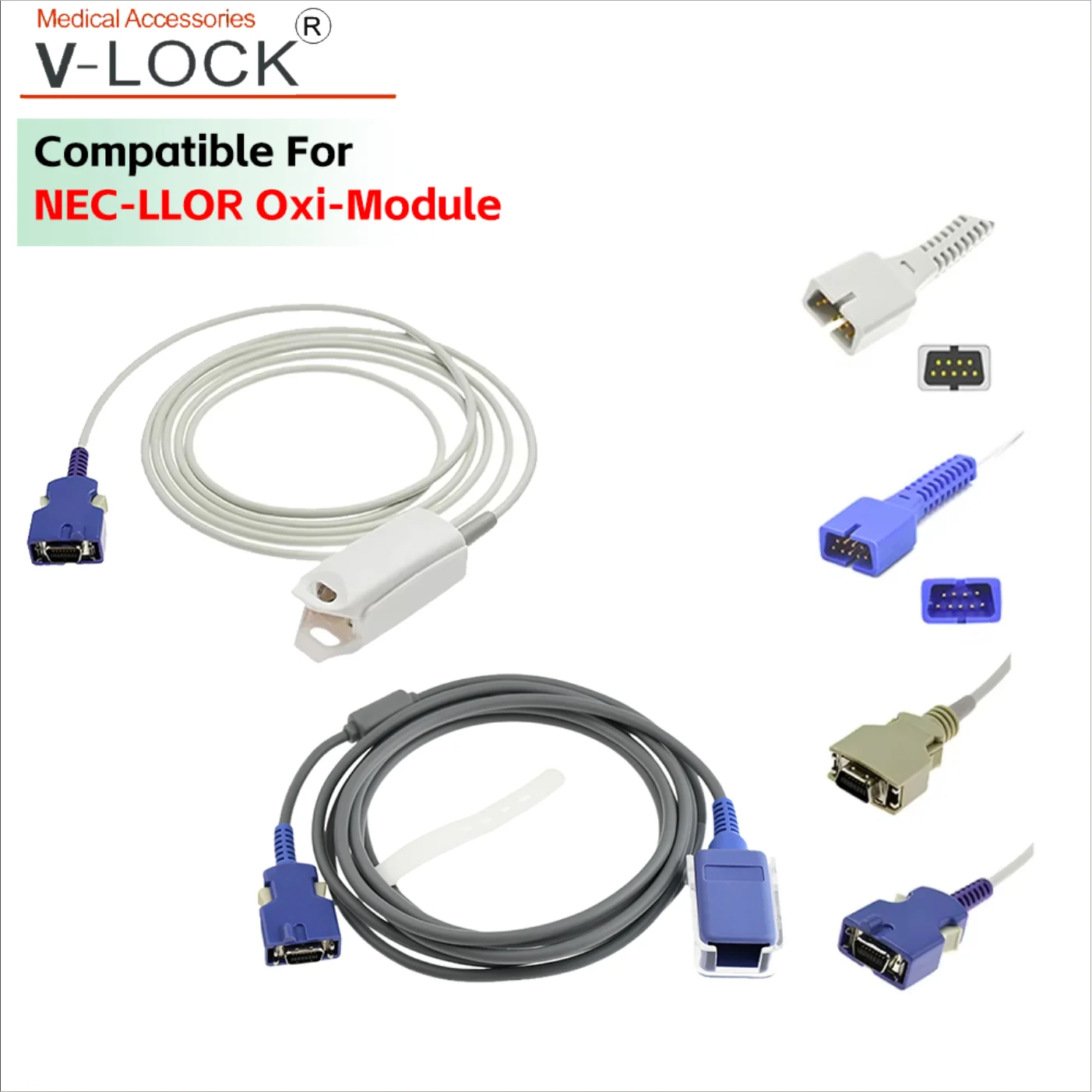 V-LOCK Reusable blood oxygen saturation spo2 probe compatible for nec-lor oxi-module N395 N595 N560 DS100A DOC-10 DEC-8