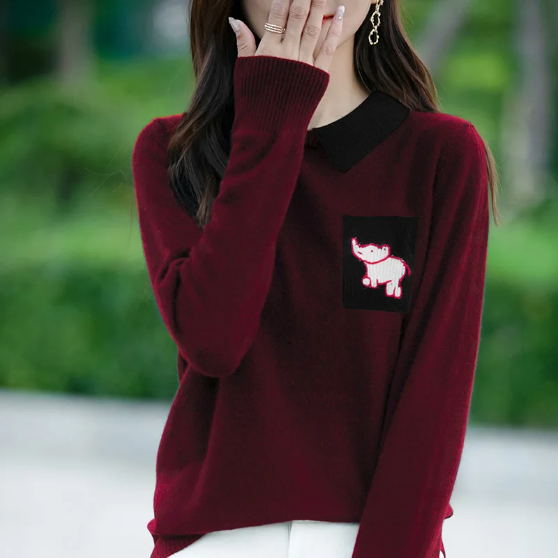 2024 Cashmere Pullover Fashion stripe Sweater Long Sleeve Knitwear Soft Cashmere sweater Women