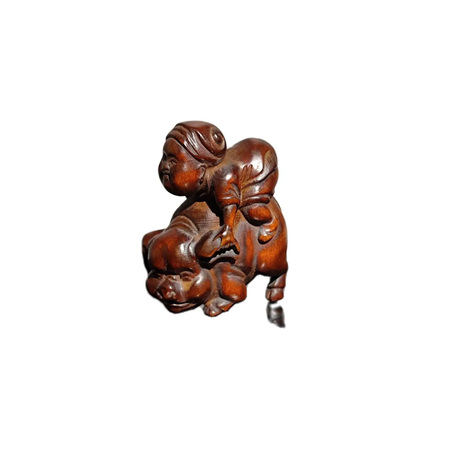 vintage wood carving mini home decor wooden Boxwood pig statue car decoration desk Study souvenir amusing