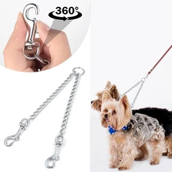 Metal Double Dog Leash Durable Dog Chain for Two Dogs 2 Way No Tangle Couper Double Pet Dog Chain Lead for Walking Training