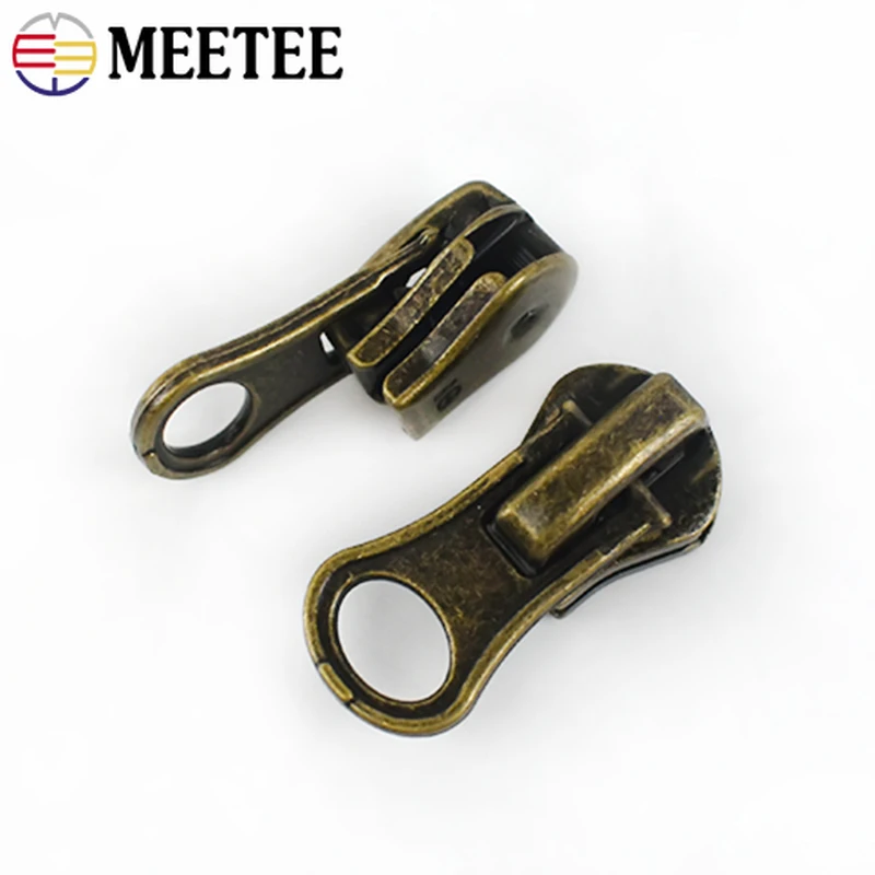 Meetee-Bronze Zipper Puller, Slider Cabeça para Zíperes de Metal, Vestuário Mochila, Acessórios de Costura, 3 #, 5 #, 8 #, 10, 20, 30, 40, 50Pcs