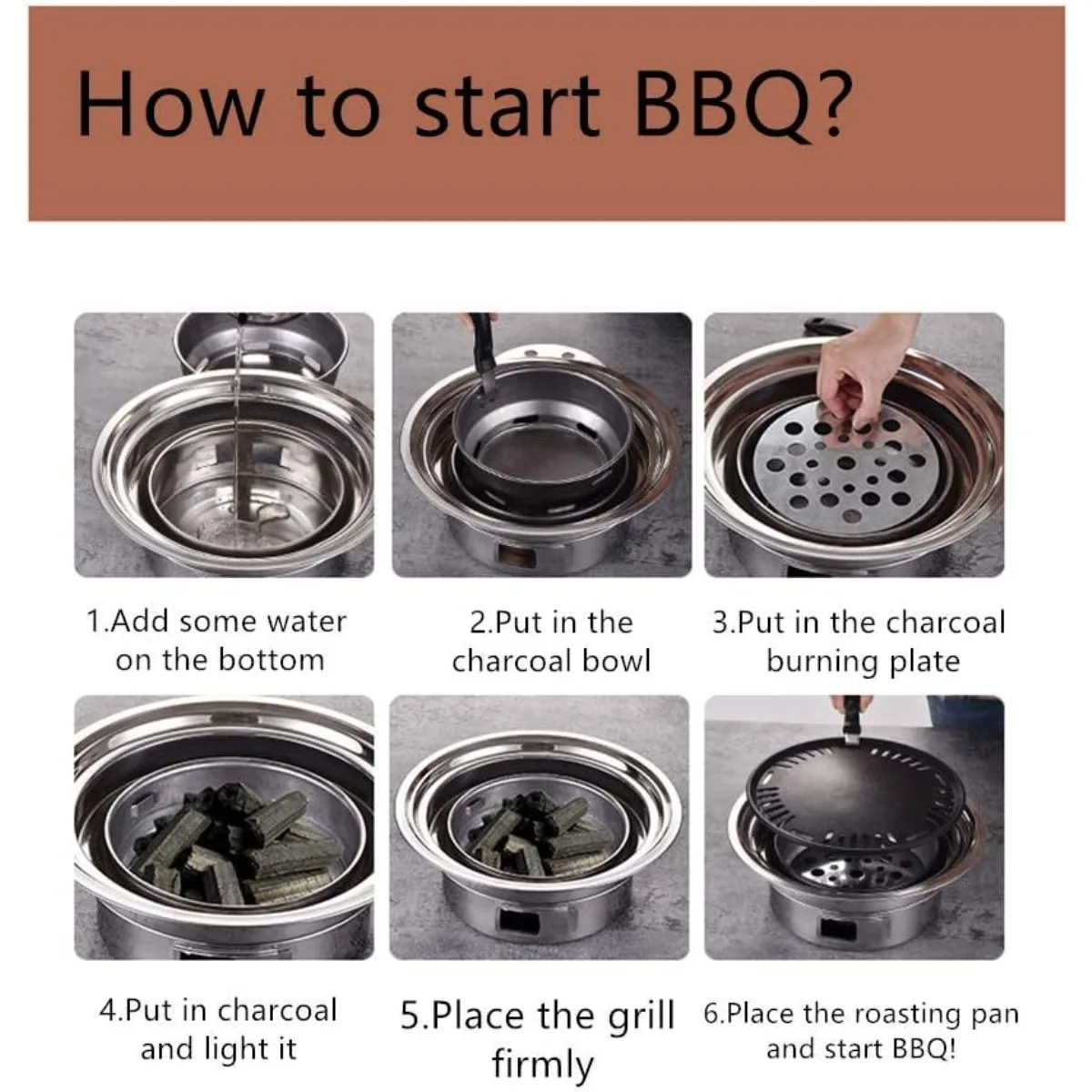 KOSUN Smokeless Charcoal BBQ Grill Nonstick Barbecue Stove Stainless Steel Thick Portable Outdoor Picnic Machine Home