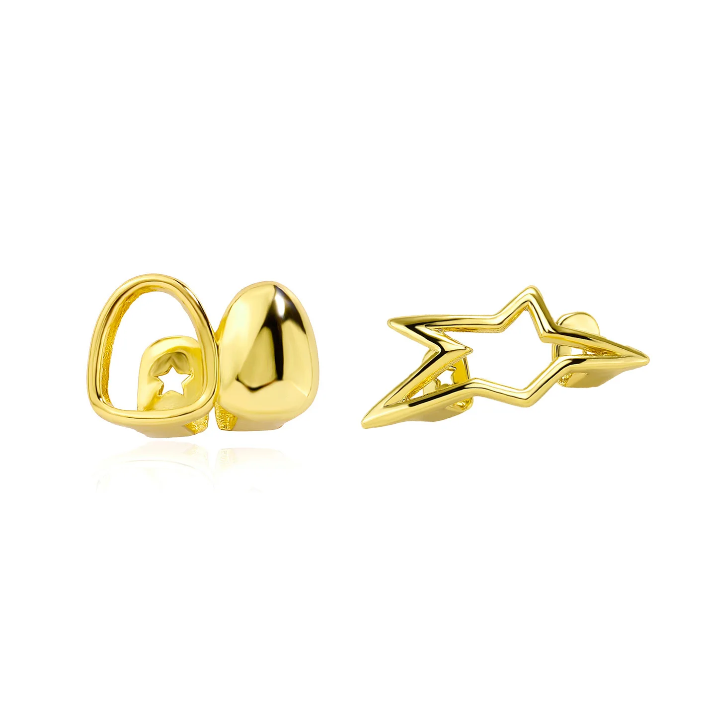 Y2K Cyber Punk Glänzende geometrische Stern Pentagramm Zahnkappen Unregelmäßiges Weihnachtsaccessoire Zähne Grillz Schmuck für Frauen und Männer – Detail 11