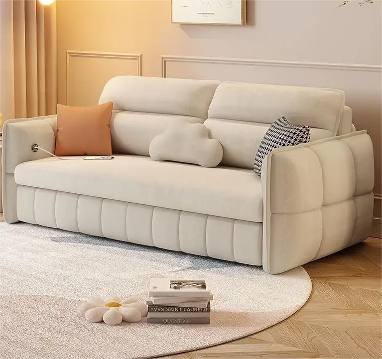 Technology surface fabric sofa, folding sofa, multifunctional sliding three seat dual-purpose sofa bed