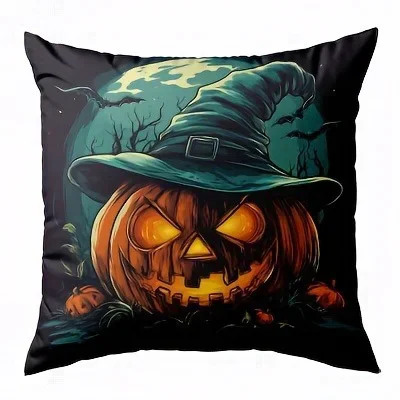 Halloween Pillowcases: Spooky Pumpkins, Haunted Houses, and Magical Witches! Sofa Cushion Cover Holiday Party Decoration Gift