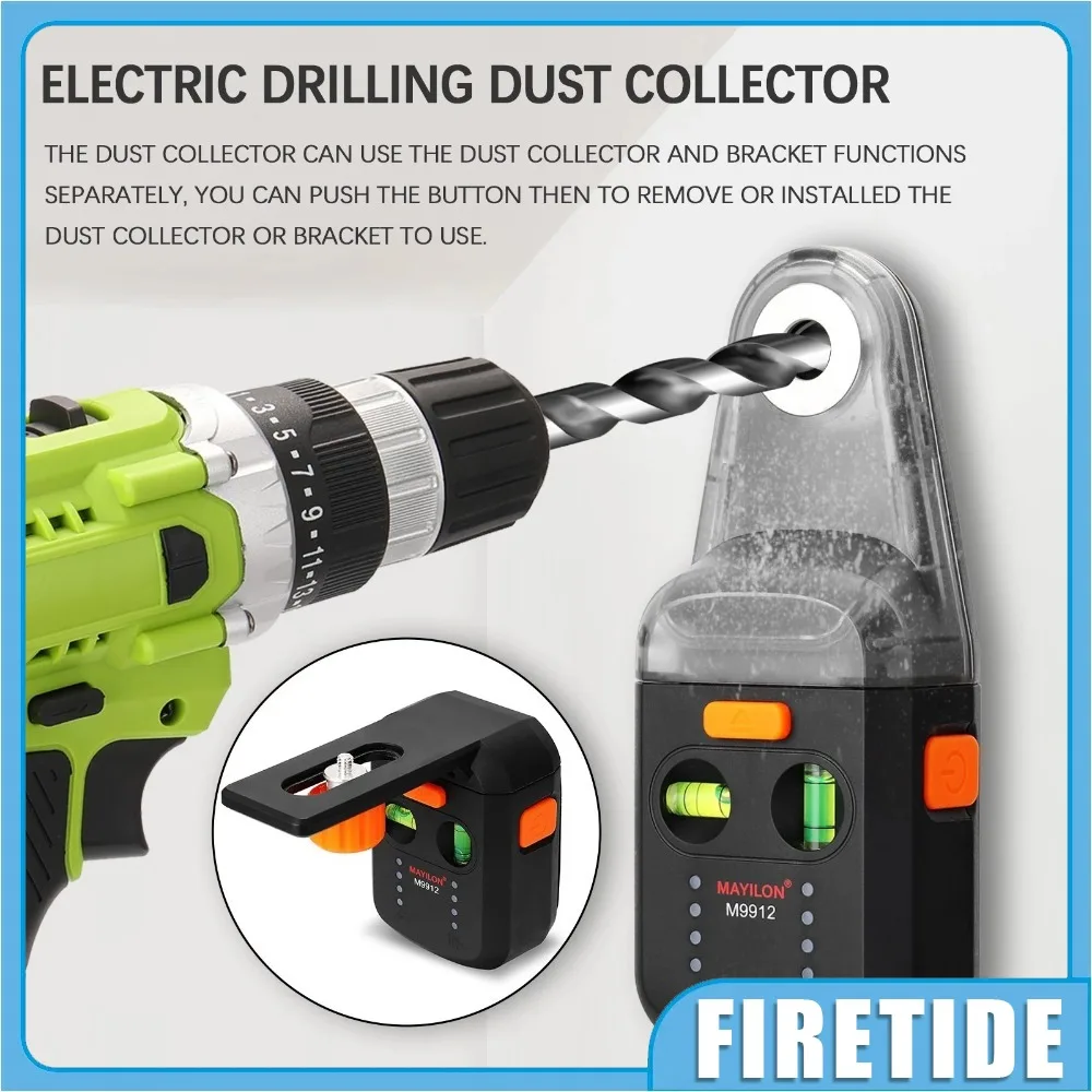 

Electric Drilling Dust Collector with Laser Level & Vacuum Suction Wall Bracket, 13mm Aperture Rechargeable Dust Cleaning Tool