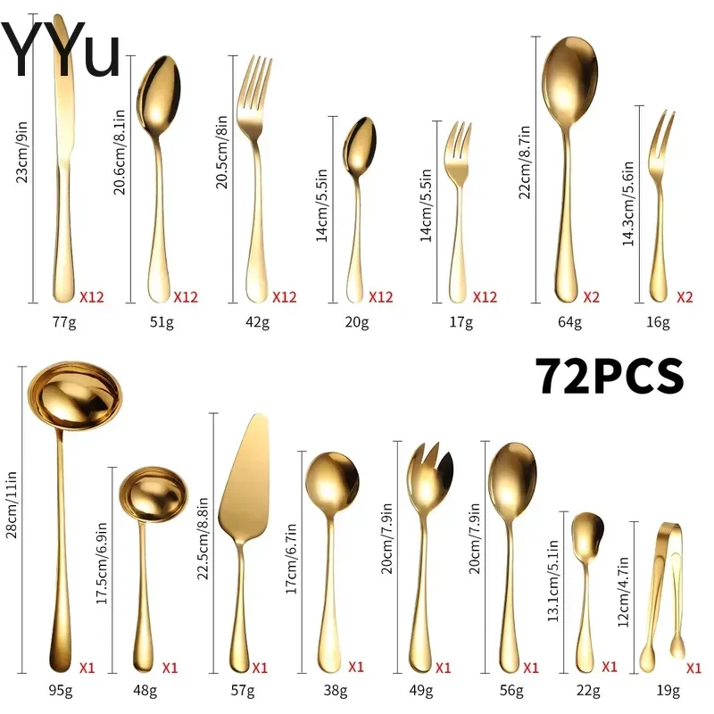 for Stainless Steel Cutlery Set 72 84 Piece Flatware Service Utensils Knife Fork Spoon Dinnerware Tableware Gift Box