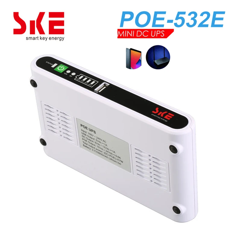 SKE Mini DC UPS Portable Battery Backup Uninterrupted Power Supply AC 100V/240V 8800mAH 17W DC 5V/9V/12V POE 24V UPS Power Bank