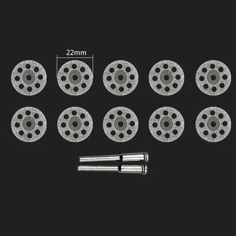 다이아몬드 커팅 휠, 3mm 맨드릴 원형 톱날, 커팅 디스크, 연마 그라인딩 휠, 전동 공구 액세스, 22mm, 10 개