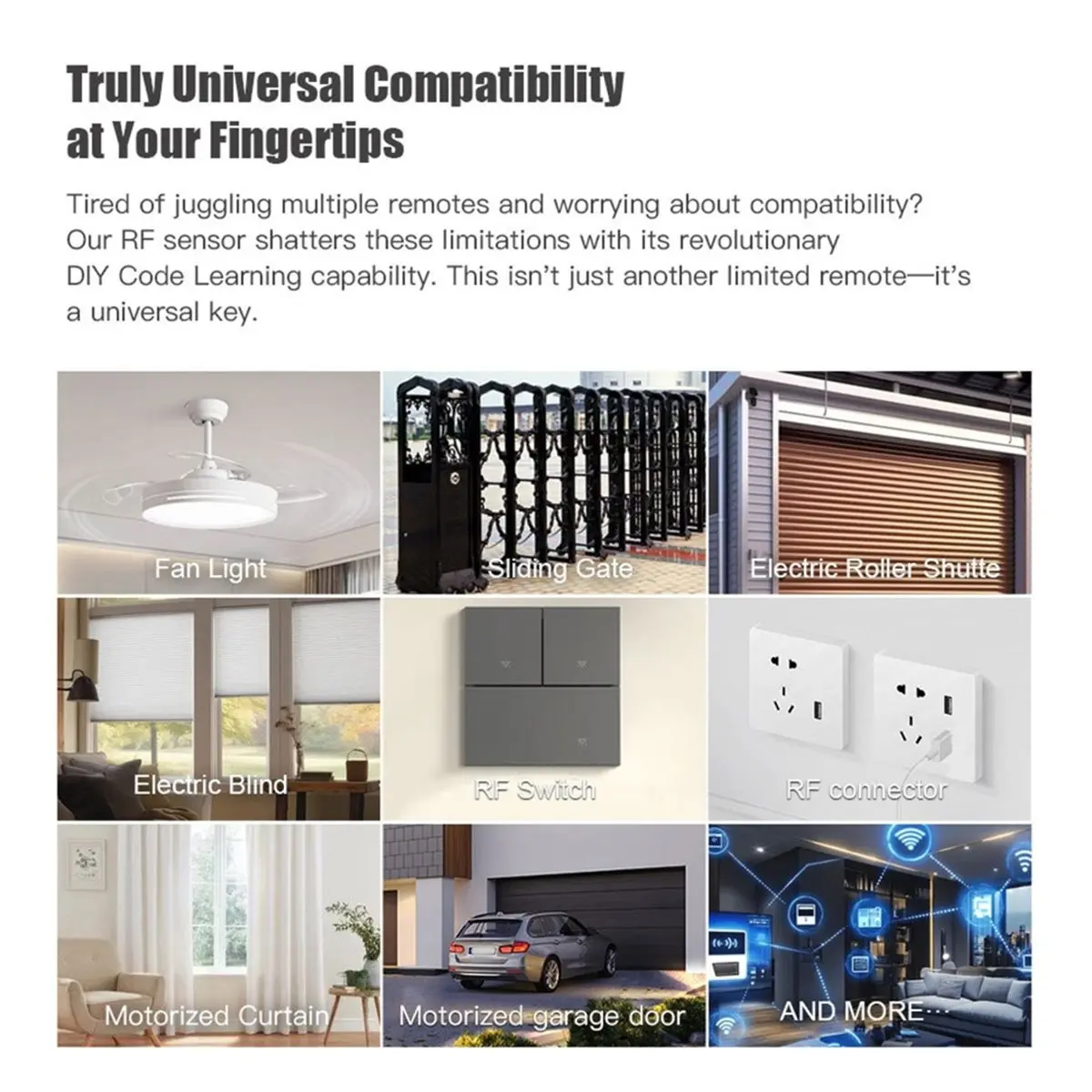 DT75BG Tuya Smart WiFi Radio Frequency Wireless Copier Garage Door Access Control Cloning Copying Wireless Remote Control