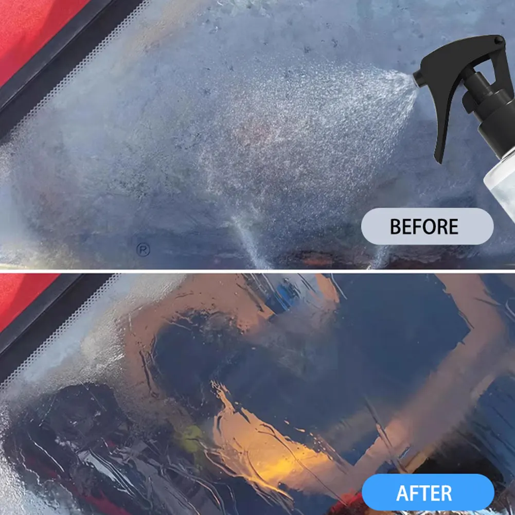 Fast Acting Car Windshield De-icer Spray Forms A Protective Anti-freeze Layer. After Heavy Snowfall
